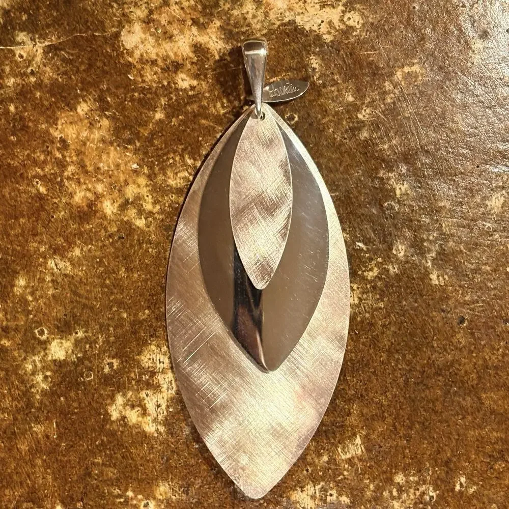 Paola Valentini Pendant/Enhancer Sterling Silver 3Leaf Two Tone Vintage Italy